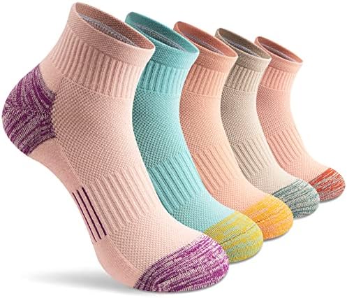 Чорапи за Глезените Gonii Дамски Спортни С Дебела Възглавница За Джогинг и Пешеходен Туризъм С Ниско Деколте 5 двойки