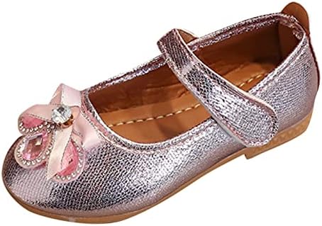 Модни Летни Детски Сандали, Ежедневни обувки за момичета На равна подметка, Леки Танцови обувки С кристали и Лък на лента (Розово, за деца 8,5 см)