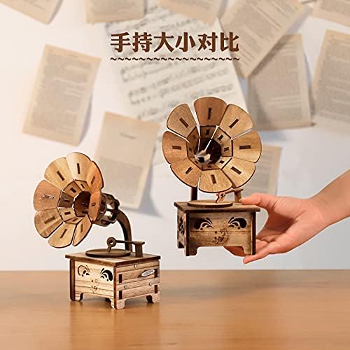 zhangruixuan-Shop 一件复古木质组装留声机音乐盒摆件 创意八音盒女生生日礼物(图片仅供参考，产品可选，默认随机发货)