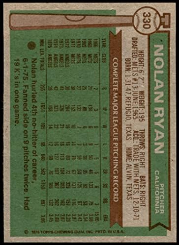1976 Topps # 330 Нолан Райън Ангелите Лос Анджелис (Бейзболна картичка) VG Angels