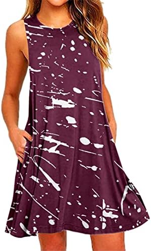 Женствена рокля Géneric за пролетта и лятото на 2023, Ежедневна Рокля без ръкави, с кръгло деколте и джобове с принтом #