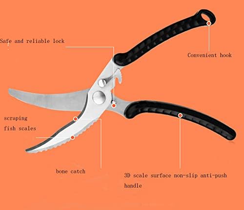 Кухненски ножици от неръждаема стомана JINHUALU, Извити ножици, Многофункционални ножици за костите от домашни птици, могат да режат пиле, патица и
