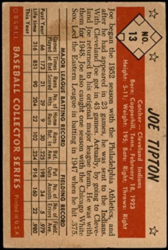 1953 Боуман 13 Джо Типтън Кливланд Индианс (Бейзболна картичка) VG/EX индианците