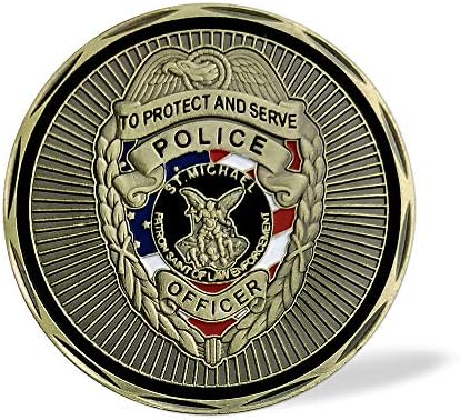 Монета Призовава правоохранителните органи на Свети архангел Михаил Тънка Синя Линия Подарък на Полицая