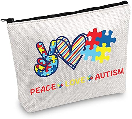 JXGZSO Подарък за Информираност за аутизма Свят на Любов Пъзел игра За Аутизъм Косметичка Подарък На Месец Информираност за аутизма