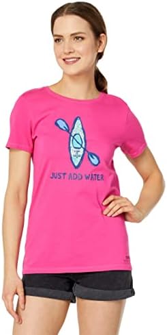 Животът е прекрасен, просто добавете Вода В един Каяк с къс ръкав Crusher™ Тениска Пурпурно-розово MD (САЩ 8-10)
