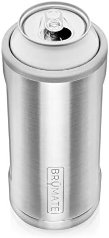 Охладител кутии BrüMate Hopsulator неумолима сила с изолация за кутии от по 24 грама / 25 мл | Държач за напитки Coozie с изолация от неръждаема стомана за по бира, чай и енергийни напитки (сребрист)