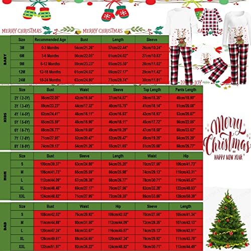 Коледна Пижама за семейството 2022, Сладък Дядо Коледа с Елени, Червени Снежинки, Отгоре с Принтом, Изпъстрен Панталони, Комплекти Пижамные
