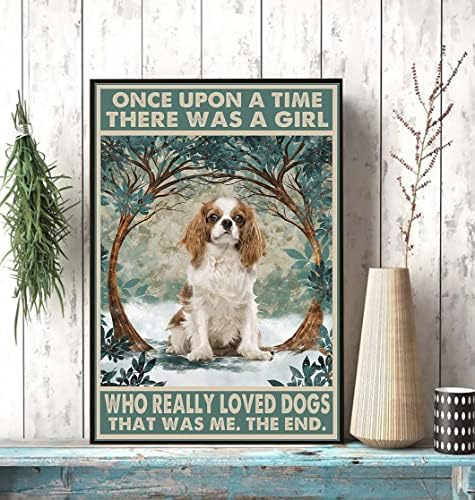 Кавалер Кинг Чарлз Отдавна Живееше едно Момиче, Което Наистина Обича Кучета, Това Е Аз Плакат, Постер с Кучето, Плакат с животни, монтиран на стената Художествен Плакат за спални, Хол, монтиран на стената Арт, Ретро