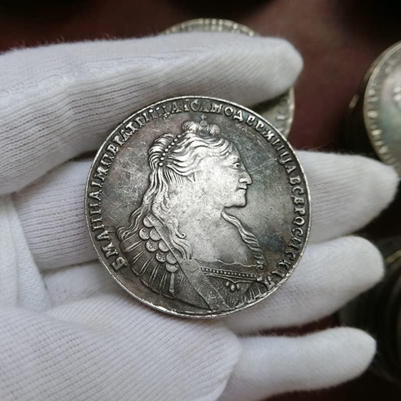 1737 Руската Медна Монета Европейската Анна I Ивановна Стара Сребърна Монета Рублевая Монети, Чуждестранна Валута