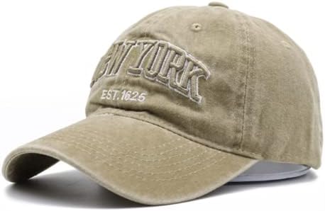 Бейзболна шапка с Бродерия на New York Hat Реколта Регулируема Шапка с Каишка за Мъже и Жени