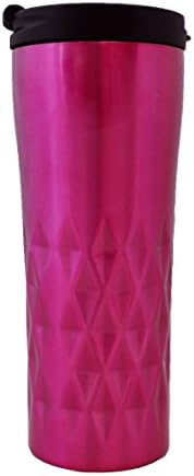 Пътна Чаша GHP с Двойни Стени от Неръждаема Стомана с Диамант текстура и Вакуумна изолация, 16 унции, Розова