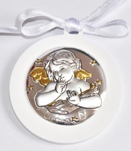 Медал на Ангел в Посребрена Яслите и Молитва Картичка от Лурд