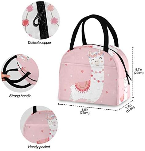 Случайна чанта за обяд Дамски - Сладко Llama Сърце Love Голяма Запечатани чанта за Обяд с плечевыми ремъци за работа с Жените