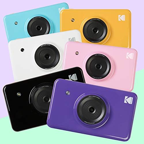 KODAK KOD-MSW Mini Shot Безжична дигитална камера незабавни действия и портативен фото принтер за социални мрежи, LCD дисплей, пълноцветен печат ПРЕМИУМ качество, съвместимост с iOS и Android (бял)