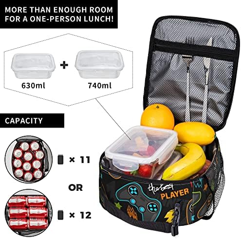 Случайна чанта за Обяд С Игри контролер FUABJPOI - за многократна употреба Обяд-Бокс - Преносима Чанта За Обяд, За Жени, Мъже И Деца