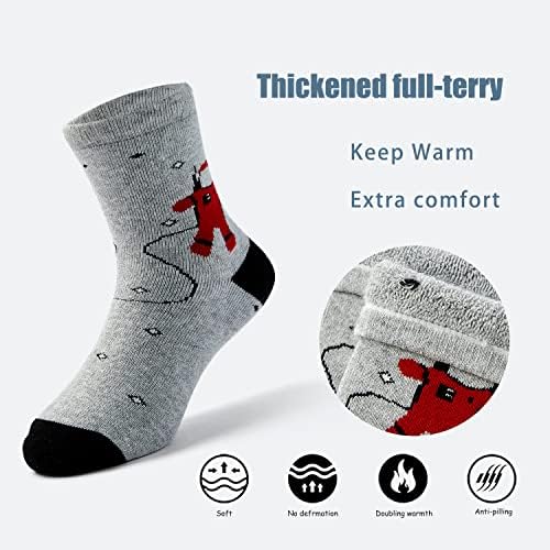 Зимни чорапи за момчета Lollisy, Детски Чорапи за момчета, Термо-Хавлиени Чорапи за екипажа, 6 Опаковки