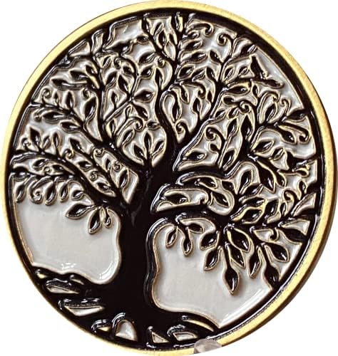 Рециклирани Чип Дървото На Живота Молитвен Медальон Спокойствие Монета