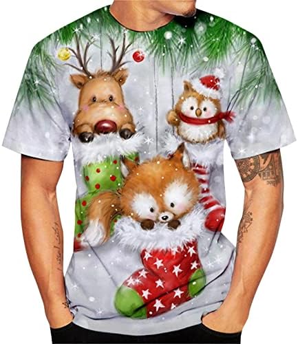 Мъжки Коледни тениски WOCACHI с къс ръкав, забавни Коледни тениски с кръгло деколте и принтом Дядо Коледа, тренировочная дизайнерска тениска