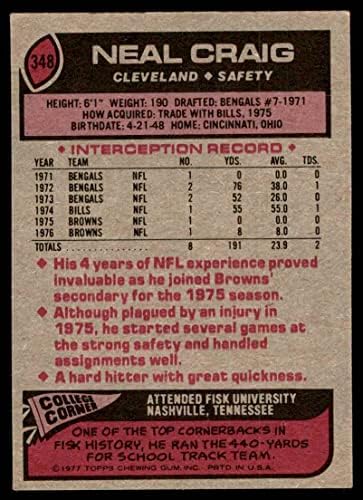 1977 Topps 348 Нийл, Крейг Cleveland Browns-FB (Футболна карта) VG/БИВШ Browns-FB Университет Фиска