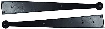 Въздушната линия Akatva Black от Старинния желязо ръчно коване, Предни комплект - Въздушната панти за порти от 2 части за дървени и метални огради, врати, шкафове - Комплект обков - Покритие черен прах