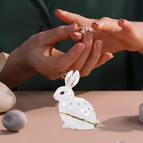 Часовника Зайо Zerodeko панти за носене на ключодържател притежателя пръстен с камък, украса на Заешки фигурки за колиета гривни обици Бял