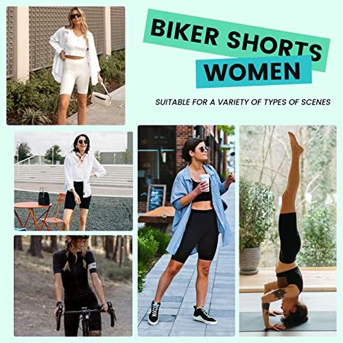 3 Опаковки Байкерских Къси панталони с джобове за жени – 8 Спортни Шорти от Ликра с висока Талия и контрол на корема за практикуване на Йога в залата