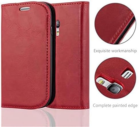 Калъф-за награда Cadorabo, съвместим с Samsung Galaxy S3 Mini, цвят RED Apple - с магнитна закопчалка, функция поставки и отделения за карти в Чантата си Etui Cover, калъф от изкуствена кожа с панти капак