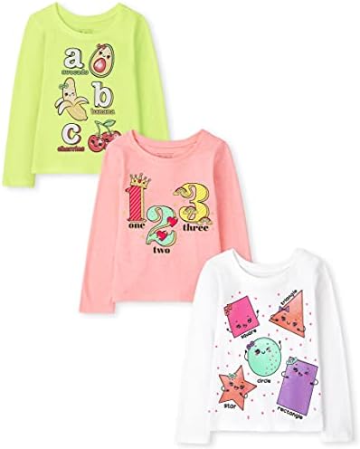 The Children ' s Place / Тениска с дълъг ръкав и модел за малки момичета и деца, 3 опаковки
