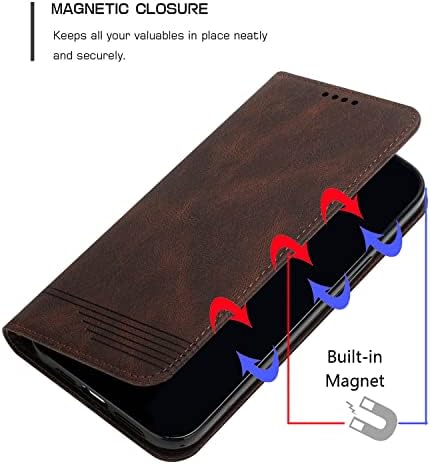 Съвместим с Samsung Galaxy S23 чанта-портфейл на допир, здрав магнитен кожен калъф с поставка за карти, бизнес флип калъф с каишка на китката -лилаво