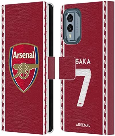 Дизайн на своята практика за главата Официално Лицензиран Домашен Комплект играчи Arsenal FC Bukayo Saka 2022/23 Кожен Калъф-Книжка-джобен формат, Съвместим с Nokia X30