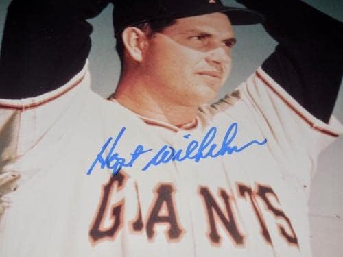 Цветна снимка с размер 8х10 мм с автограф Хойта Вилхелм (в рамка и матово покритие) - New York Giants! - Снимки на MLB с автограф