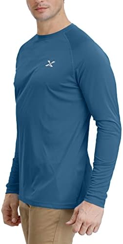 Мъжки Слънчеви Ризи UPF 50 + и е с дълъг Ръкав, Защита От ултравиолетови лъчи, Бързосъхнеща Лека Риза За Разходки, Риболов, Плуване, Тениска