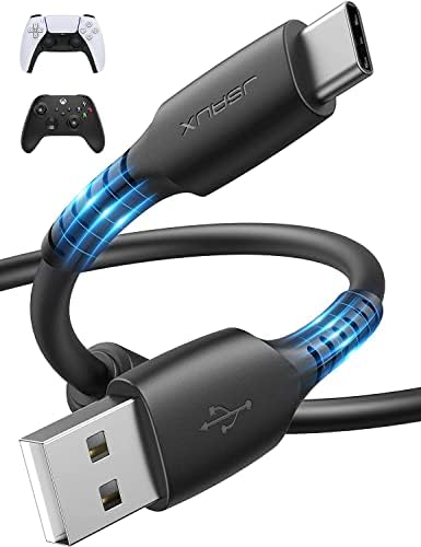 Кабел за зареждане на контролера JSAUX PS5 10 метра, USB C [Магнитен пръстен със защита от смущения] Кабел за бързо зарядно устройство за контролер PS5 DualSense, контролер X-Box X ser