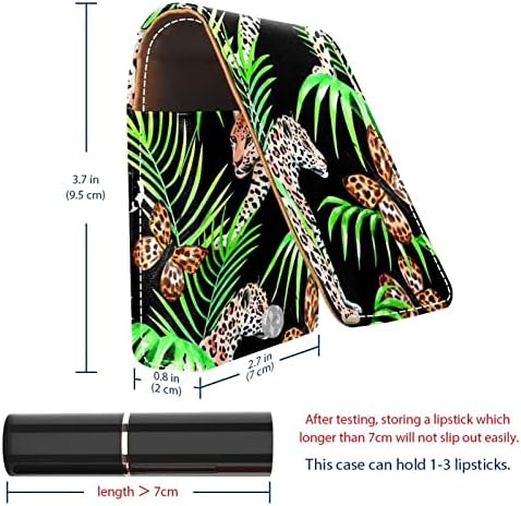Леопардовая Пеперуда и Палмови Листа Мини-козметични чанти за Тюбиков Червило Кожен Калъф за Червило на Притежателя
