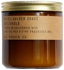 P. F. Кэндл Ко. Свещ от ароматизирани соев восък Golden Coast Classic (12,5 мл), Време на горене 60-70 часа, Памук Фитил, Банка от Тъмно стъкло