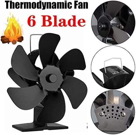 Камина фен SYXYSM 6 Черен Вентилатор за печки с топлинна захранването, Дърво Горелка, в Екологично Чист Безшумен Вентилатор за печката (Черен цвят)