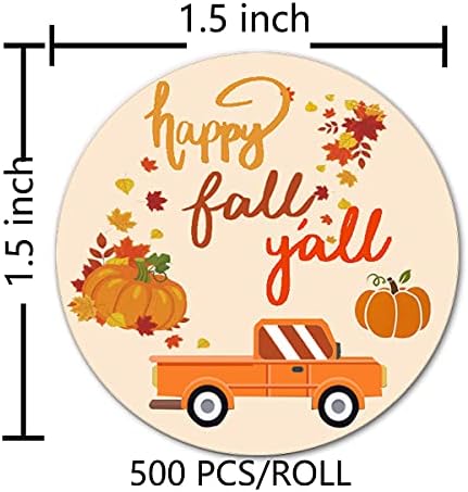 Besttile Стикери Happy Fall y ' all, Етикети за Деня на Благодарността, Есенни етикети с цветен модел за партита, Печат на пликове и торбички за подаръци, 1.5 инча, 500 бр.