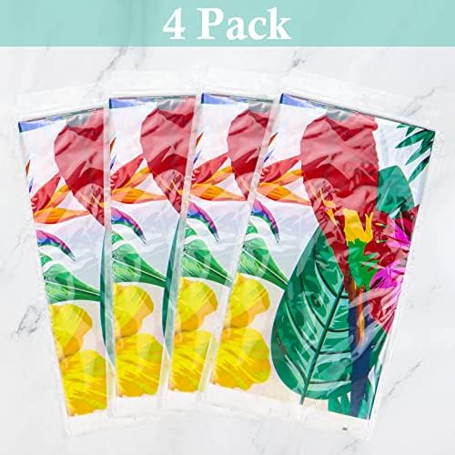 4 Опаковки хавайски покривки за Луан - 86,6 x 51,2 Еднократни Найлонови Покривки от тропически палмови листа, за украса на хавайските партита в стила на Луан, тематични партита в стил сафари в джунглата, летни плажни