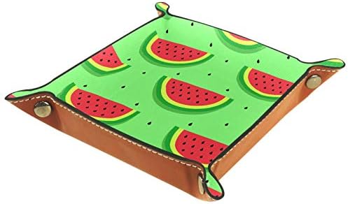 Сгъваема кожена тава за бижута Квадратни корита за игра на зарове и часовници, ключове, монети, кутия за съхранение на шоколадови бонбони Watermelon