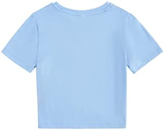 Ежедневни Укороченная Тениска с къс ръкав и кръгло деколте Milumia гърлс с Закручивающимся Подолом