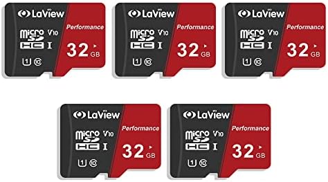 LaView 32GB Micro SD Card 2 опаковки, Карта памет Micro SDXC UHS-I – 95 MB/s, 633X, U1, C10, Full HD Видео V10, A1, FAT32, Високоскоростна флаш карта TF P500 за компютър с адаптер/ телефон/ таблет /PC