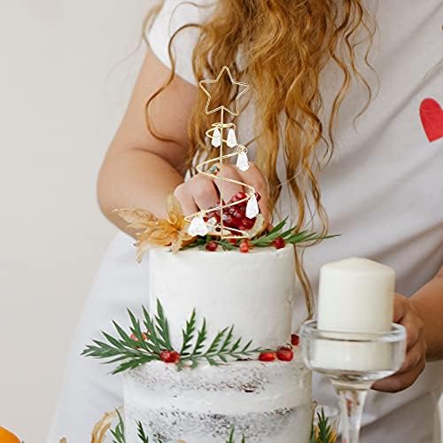ABOOFAN 2 БР. Декоративен коледен Topper за Торта Iron Художествен Перла с Висулка Звезда Коледно Дърво, Торта Пръчка за Коледните Домашен интериор