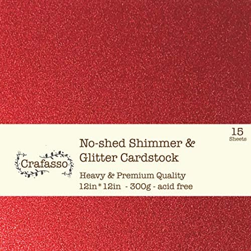 Картон с блещукащите пайети Crafasso, 12 x 12 300 г, 15 Листа, червен