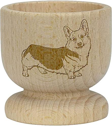 Azeeda Welsh Pembroke Corgi Дървена чаша за яйца (EC00018582)