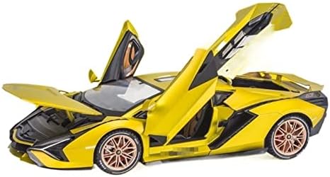 Мащабна модел на превозното средство за спортен автомобил от сплав на Lamborghini SIAN, Направен по поръчка, Модела на автомобила, Умален модел на кола, Подарък в мащаб 1:18 (Жълт цвят без кутия)