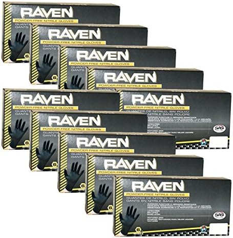 Ръкавици SAS Safety 66516 Raven за Еднократна употреба черни нитриловые 6-миллиметровые, не съдържащи прах, Малки, теглото на 1000 ръкавици (опаковка от 10 кутии / 100 броя)