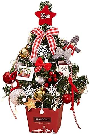 Луксозен Коледен Мини-Малък Коледен Коледа Орнамент Настолна Коледно дърво Златисто-червен Набор от 35 см Корея Бежовата Елха (Лека доставка)