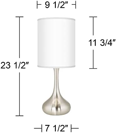 Possini Euro Design е Модерна Индустриална Акцентная Настолна Лампа под Формата На Капки 23,5 С висококачествено Матово Никелово Метал Uno Монтьор Шиферно-Сив Цилиндрична Лампа за Дневна Спалня Дома Нощно Шкафче за