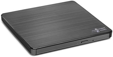 Външен DVD-диск Hitachi-LG GP60, Тънък Преносим DVD-устройство /устройство, рекордер /плейър за лаптоп, Съвместима с Windows и Mac OS, USB 2.0, 8-кратна скорост на четене / запис - Черен